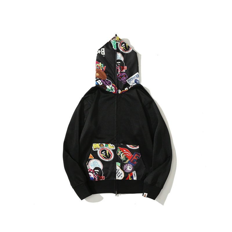 A Bathing Ape BAPE Badge LOGO Sticker Wind Splicing Hoodie