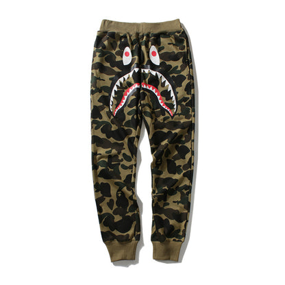 A Bathing Ape Shark Head Camouflage Pants Green