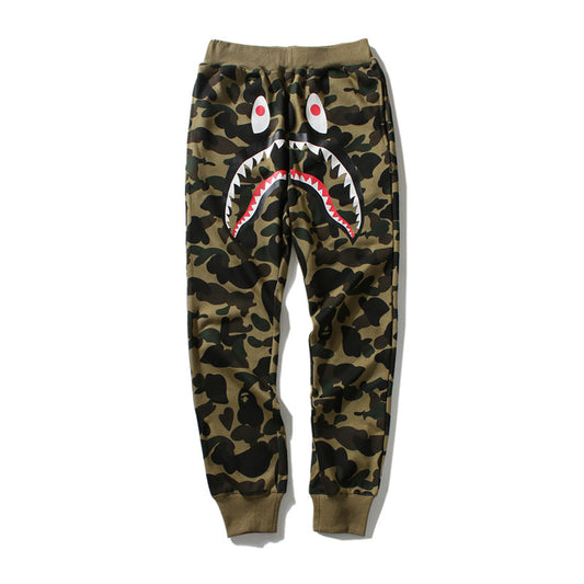 A Bathing Ape Shark Head Camouflage Pants Green