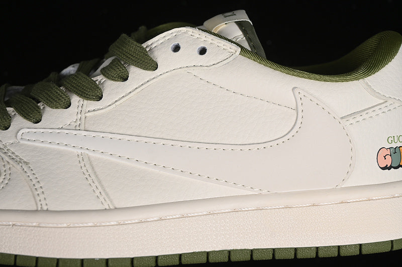 Nike Air Jordan 1 Low Off-White Travis Scott Fragment Design Green Sole White Green Sneakers