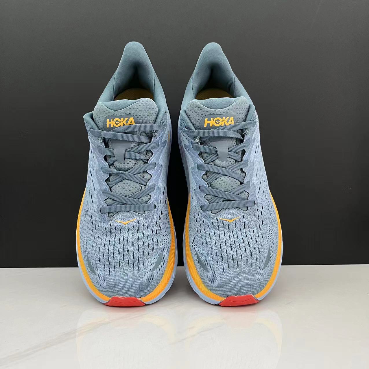 Hoka One One Clifton 8 Fashion Shoes Shock-absorbing Sneakers Blue Grey