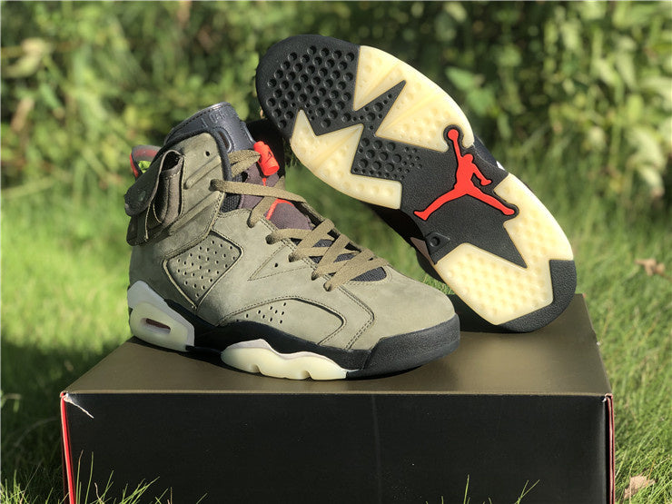 Nike Air Jordan 6 Retro SP Travis Scott Olive Green Sneakers