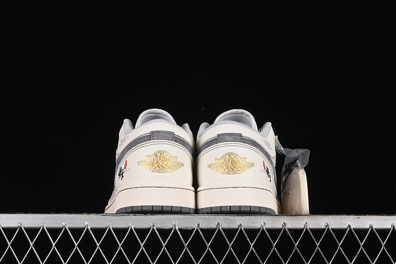 Nike Air Jordan 1 Low White Grey Gold Sneakers