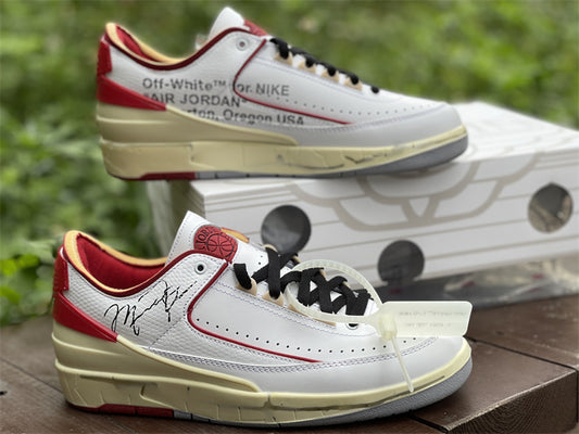 Nike Air Jordan 2 Low Off-White White And Varsity Red Sneakers