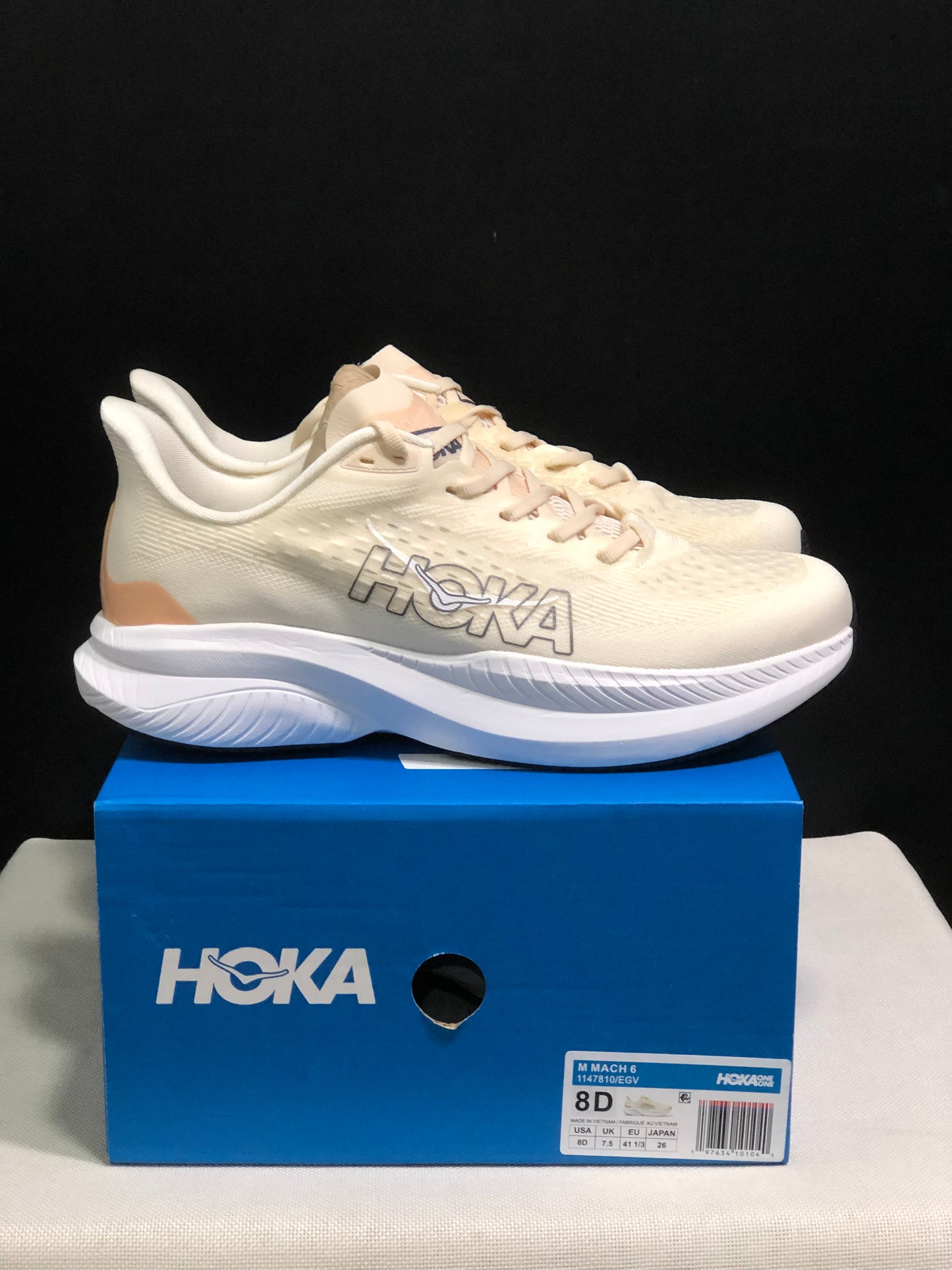Hoka One One Mach 6 Wear-resistant Breathable Low-top Running Shoes Sneakers Cream