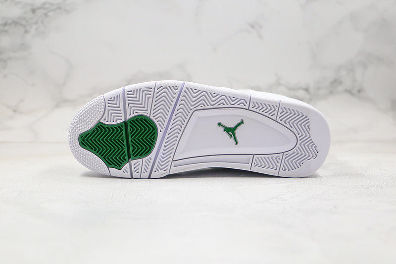 Nike Air Jordan 4 Retro White Metallic Green Sneakers