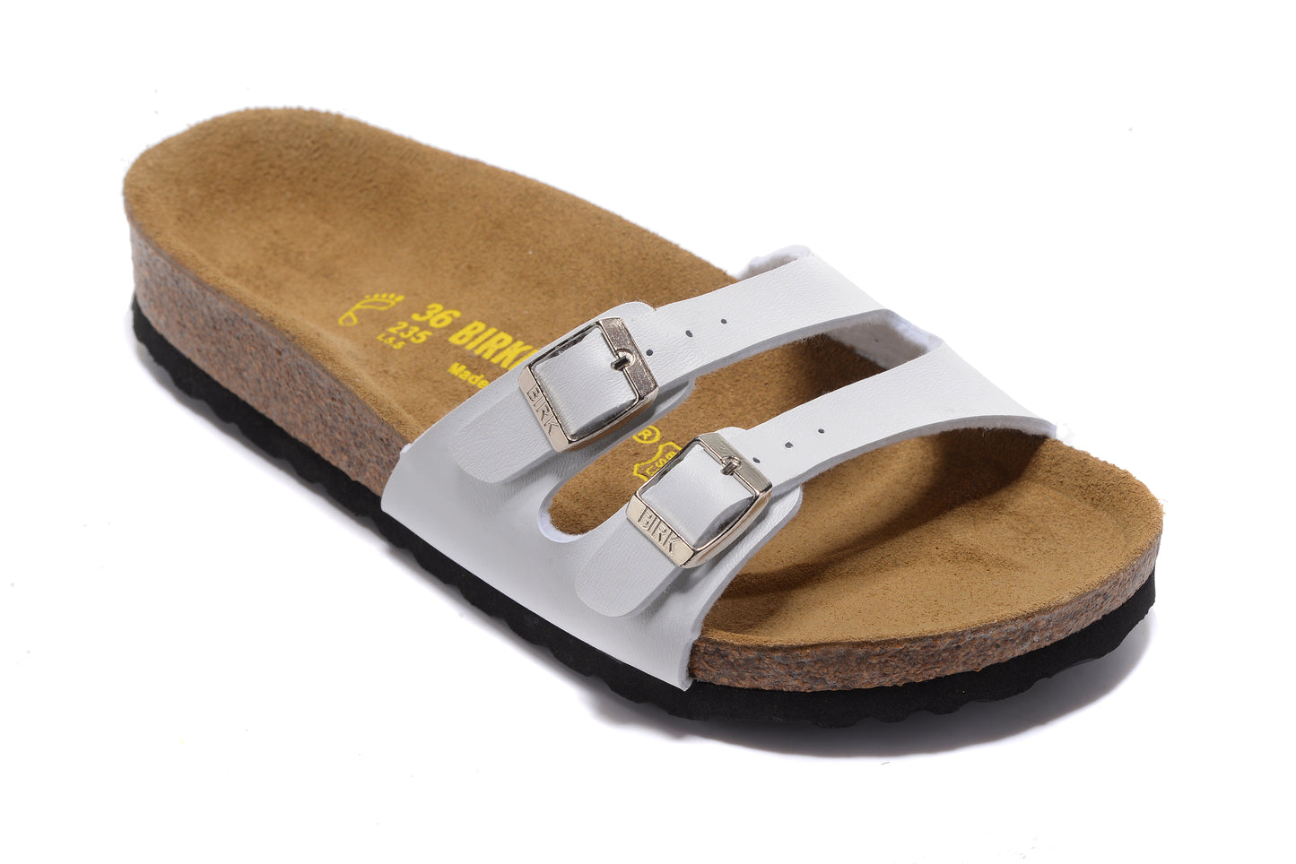 Birkenstock White Thin Belt Double Buckle Matte Leather Summer Sandals