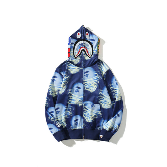 A Bathing Ape BAPE Ape-Man Head Storm Hoodie Blue