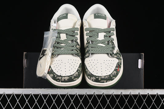 Nike Air Jordan 1 Low OG Off-White Travis Scott Fragment Design White Green Sneakers