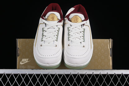 Nike Air Jordan 2 Retro Low Year Of The Dragon Grey Green Sole White Red Sneakers