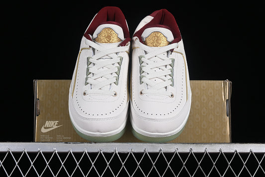 Nike Air Jordan 2 Retro Low Year Of The Dragon Grey Green Sole White Red Sneakers
