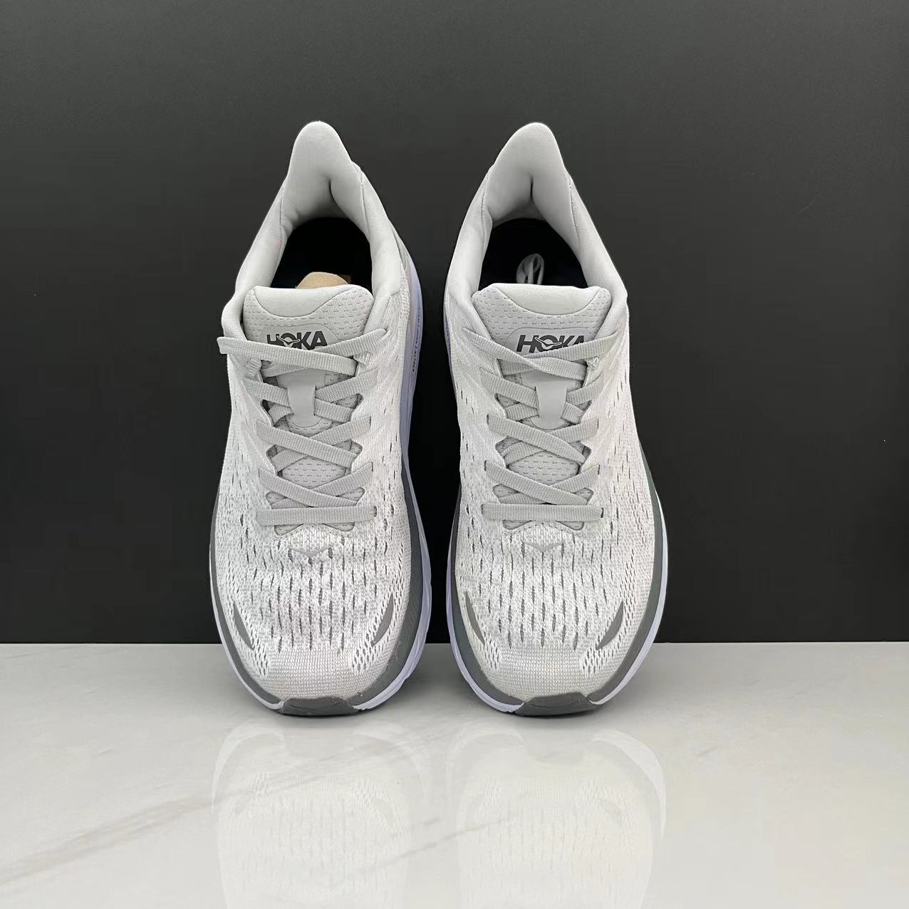 Hoka One One Clifton 8 Fashion Shoes Shock-absorbing Sneakers Light Gray