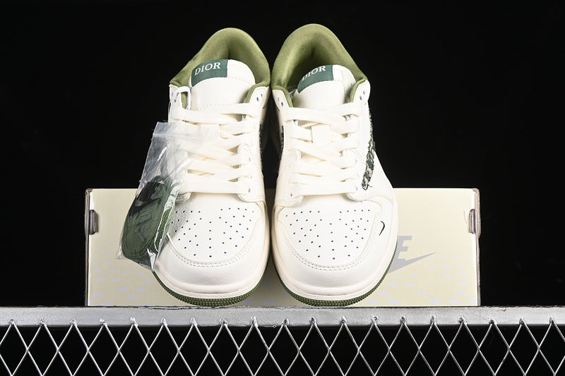Nike Air Jordan 1 Low DIOR Off-White Travis Scott  Fragment Design White Grass Green Sneakers