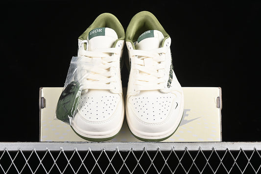Nike Air Jordan 1 Low DIOR Off-White Travis Scott  Fragment Design White Grass Green Sneakers