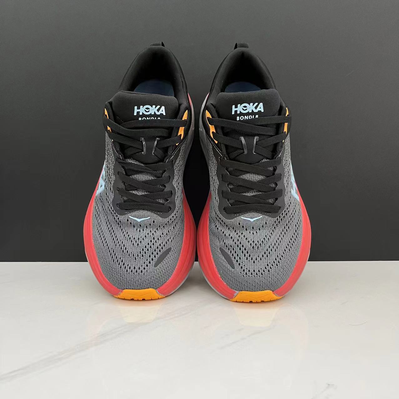 Hoka One One Bondi 8 Breathable Low-top Running Shoes Sneakers Gray/Orange