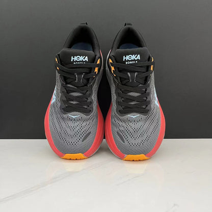 Hoka One One Bondi 8 Breathable Low-top Running Shoes Sneakers Gray/Orange