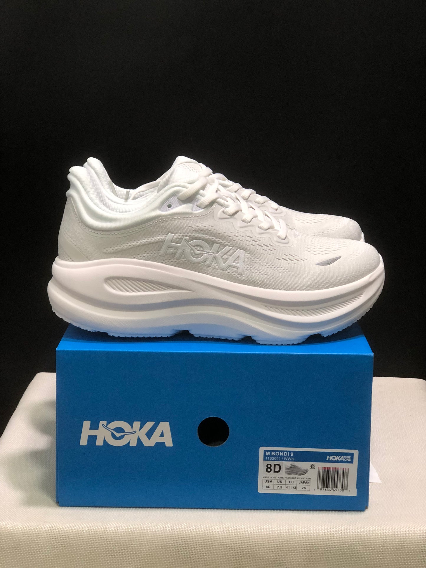 Hoka One One Bondi 9 Comfortable Low-top Running Shoes Sneakers White