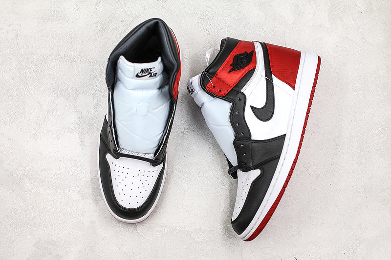 Nike Air Jordan 1 Retro High Satin Red White Black Sneakers
