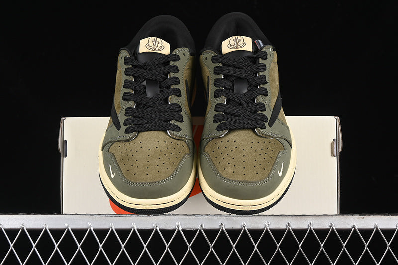 Nike Air Jordan 1 Low MONCLER Travis Scott Fragment Design OG SP Black Green Sneakers