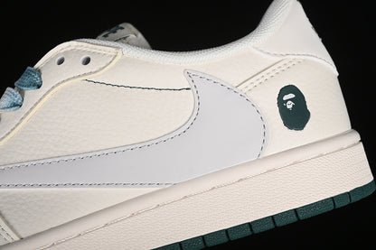 Nike Air Jordan 1 Low BAPE Travis Scott Fragment Design White Green Sneakers