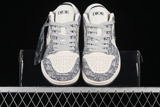 Nike Air Jordan 1 Low DIOR White Grey Sneakers