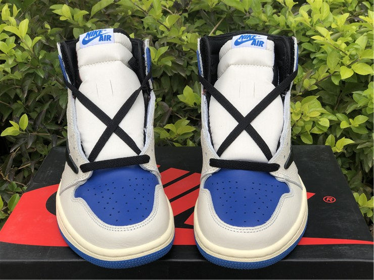Nike Air Jordan 1 Retro High OG Fragment Travis Scott Sail Blue Sneakers