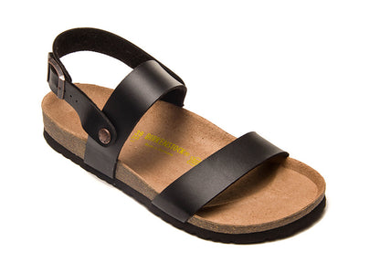 Birkenstock Black Casual Matte Leather Strappy Sandals