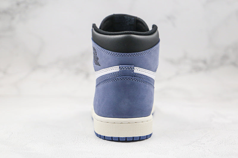Nike Air Jordan 1 Retro High OG 2018 Black/White/Blue Moon Suede Sneakers
