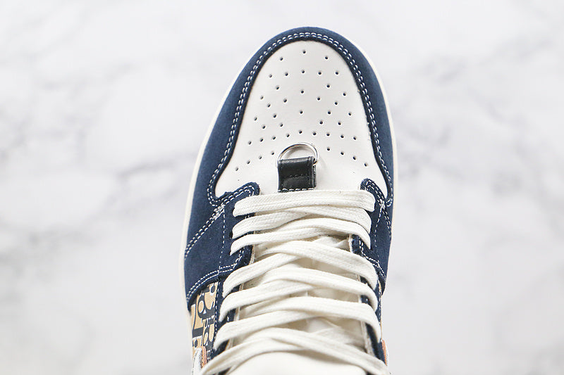 Nike Air Jordan 1 Retro High Dior White Blue Sneakers Joint Edition
