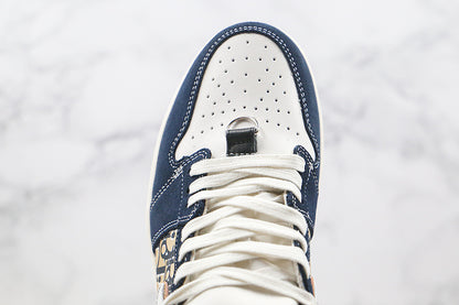 Nike Air Jordan 1 Retro High Dior White Blue Sneakers Joint Edition