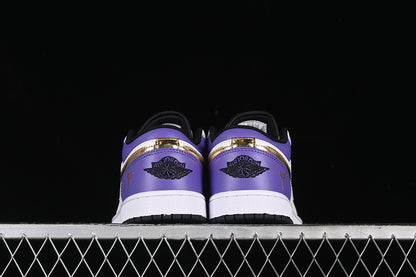 Nike Air Jordan 1 Low White Black Purple Gold Sneakers