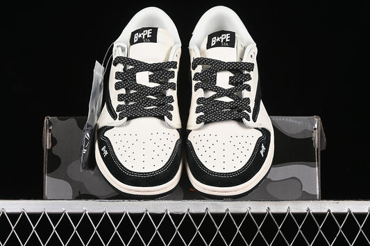 Nike Air Jordan 1 Low OG SP Travis Scott Fragment Design BAPE White Black Sneakers