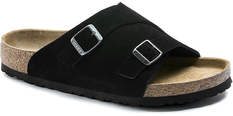 Birkenstock Zrich Soft Footbed Suede Leather 1009529 Narrow Fit Black Sandals