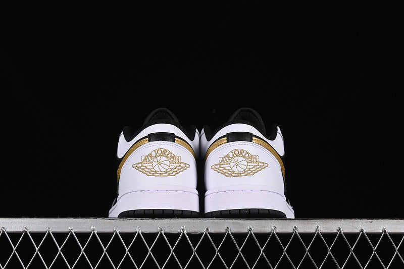 Nike Air Jordan 1 Low White Black Metallic Gold Sneakers