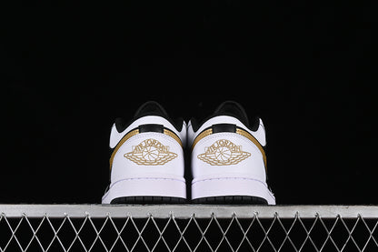 Nike Air Jordan 1 Low White Black Metallic Gold Sneakers