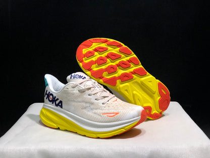 Hoka One One Clifton 9 Running Shoes Athletic Shoes Sneakers White/Yellow