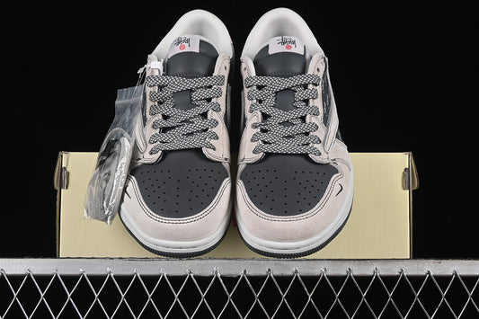 Travis Scott Fragment Design Nike Air Jordan 1 Low OG SP Charcoal Black Beige Sneakers