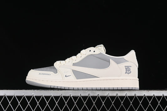 Nike Air Jordan 1 Low BURBERRY Travis Scott Fragment Design OG SP Grey White Sneakers