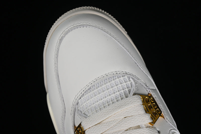 Nike Air Jordan 4 Retro MetallicE Gold Sail White Sneakers