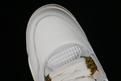 Nike Air Jordan 4 Retro MetallicE Gold Sail White Sneakers