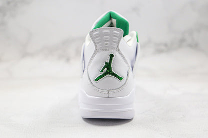 Nike Air Jordan 4 Retro White Metallic Green Sneakers