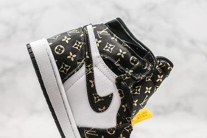Nike Air Jordan 1 Retro LV White Black Printing Sneakers Joint Edition