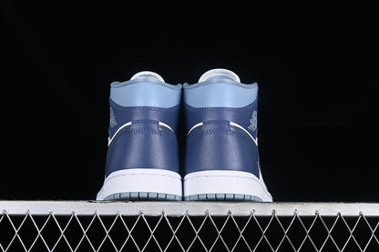 Nike Air Jordan 1 Mid White Blue Sneakers