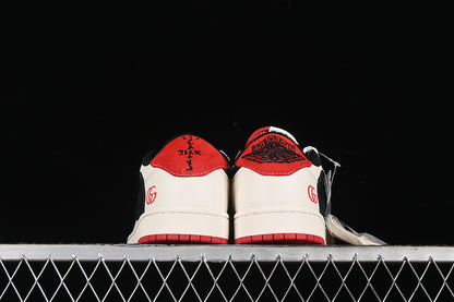 Nike Air Jordan 1 Low Gucci Travis Scott Fragment Design OG SP Red Sole Black White Sneakers