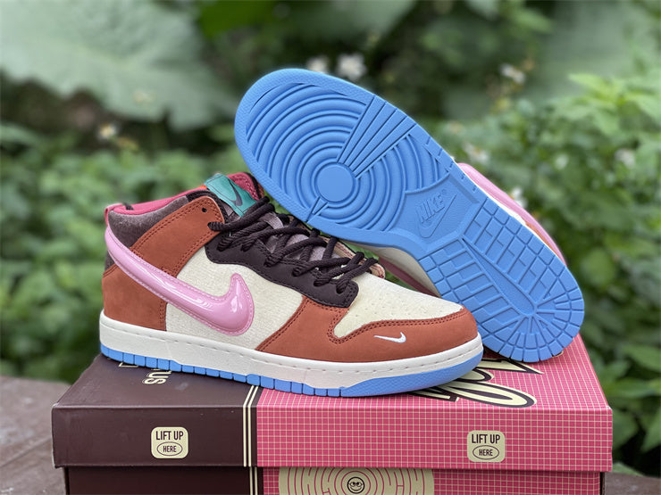 Nike Dunk Mid Social Status Chocolate Milk Brown Pink Multicolor Sneakers