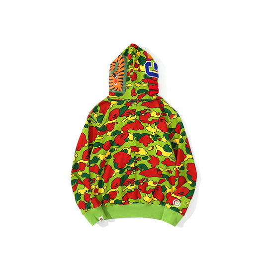 A Bathing Ape BAPE Shark Head STA Star Camouflage Hoodie Green Red