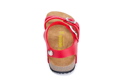 Birkenstock Single Button Red Matte Leather Sandals