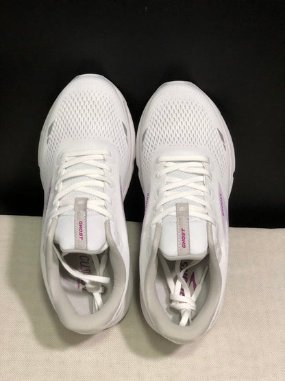 Brooks Ghost 15 Shock-absorbing Wear-resistant Low-top Running Shoes White Rose Red