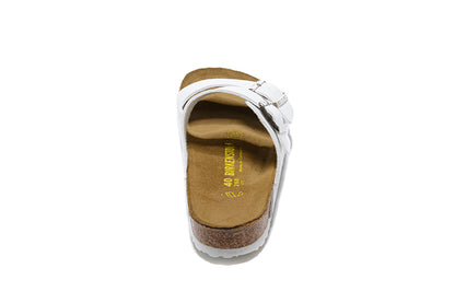 Birkenstock White Double Buckle Comfort Leather Sandals