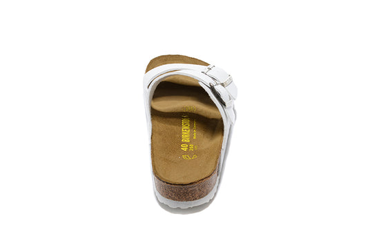 Birkenstock White Double Buckle Comfort Leather Sandals
